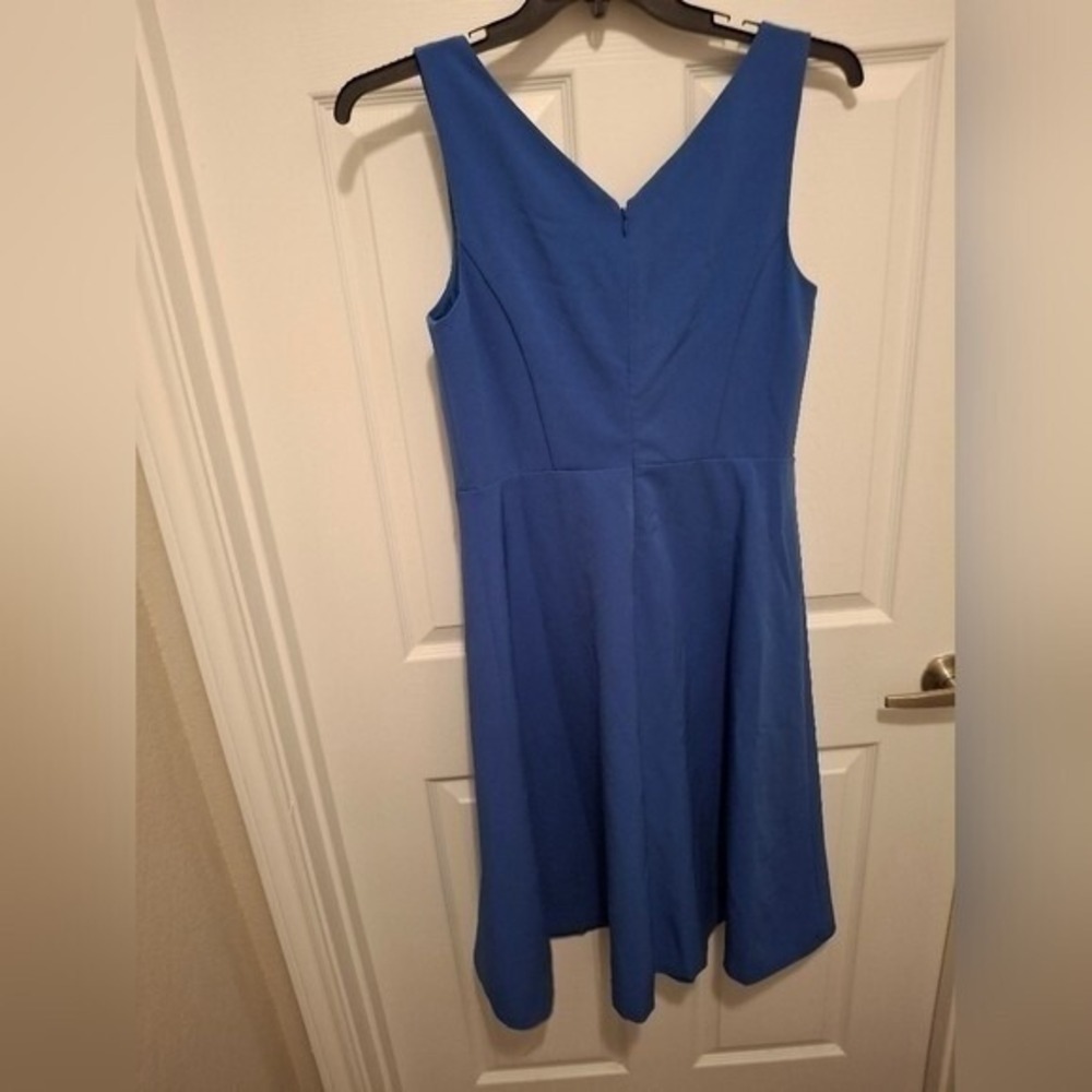 3/$15 Ann Taylor Size‎ 6 Cobalt Blue V Neck Sleeveless A Line Midi Dress - Picture 4 of 5